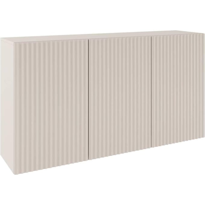 Selsey Sunds – Dressoir met geribbelde lamellenfronten, 3-deurs, kasjmierbeige, 150 cm
