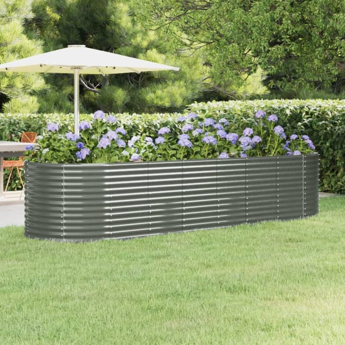 vidaXL - Plantenbak - 322x100x68 - cm - gegalvaniseerd - staal - grijs