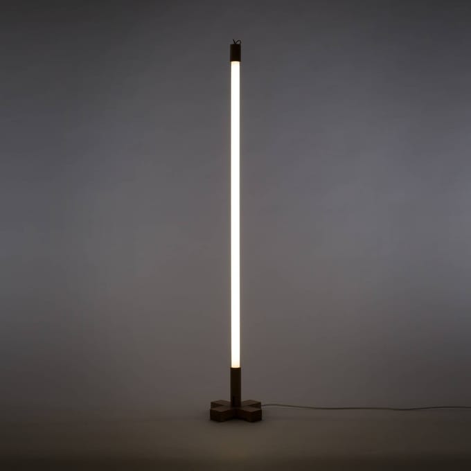 SELETTI LED lamp Linea, wit, houten details, universeel