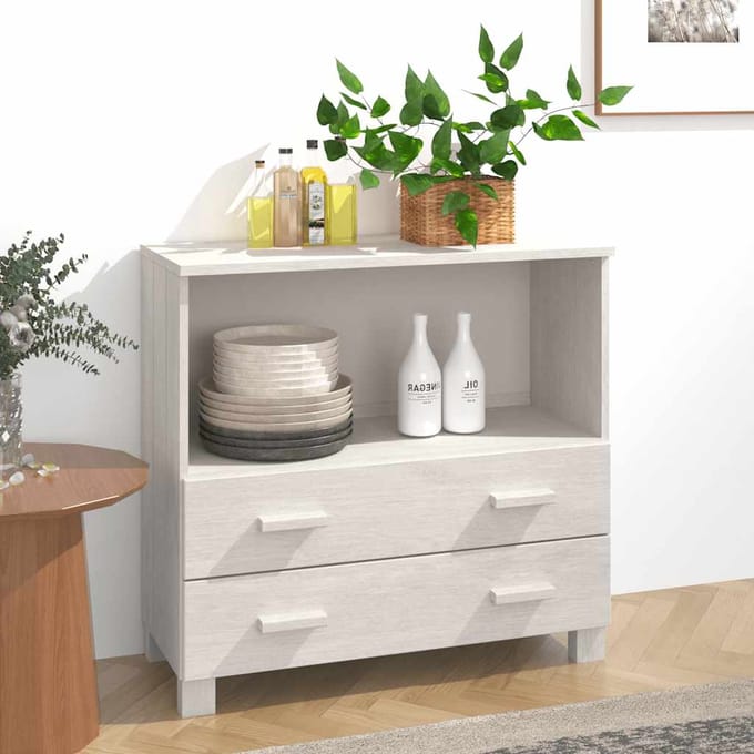 vidaXL - Dressoir - HAMAR - 85x35x80 - cm - massief - grenenhout - wit
