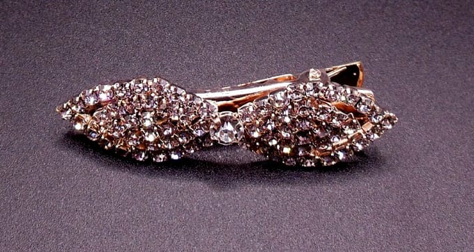 Duckklem strik rosékleurig met strass