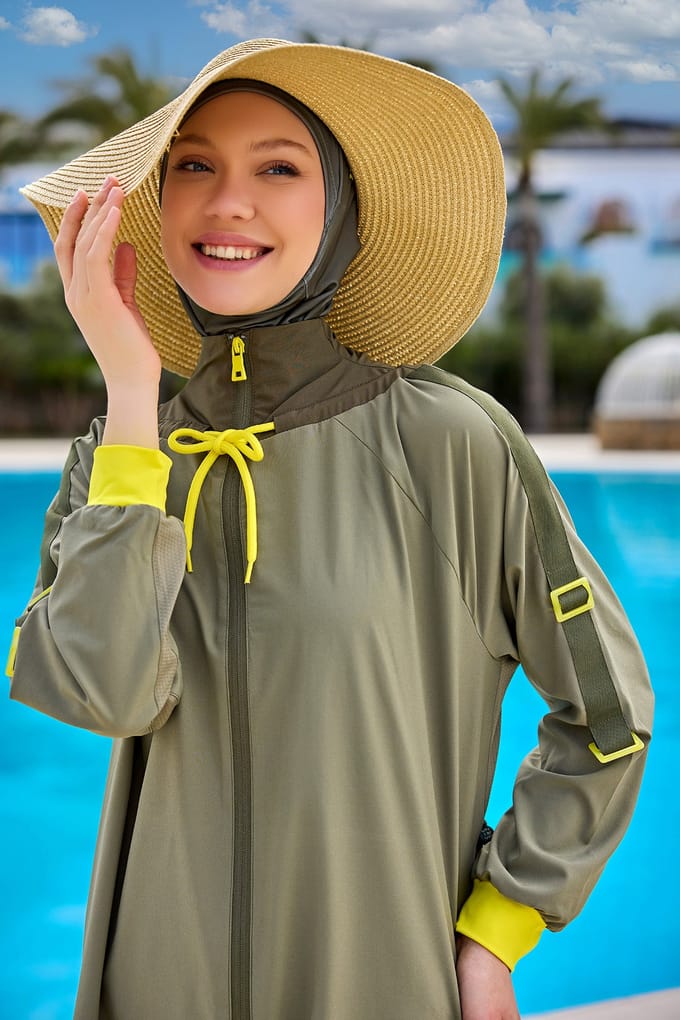 Kaki Burkini-set met volledige dekking