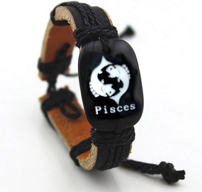 Montebello Armband Vissen - Leer - Horoscoop - Verstelbaar