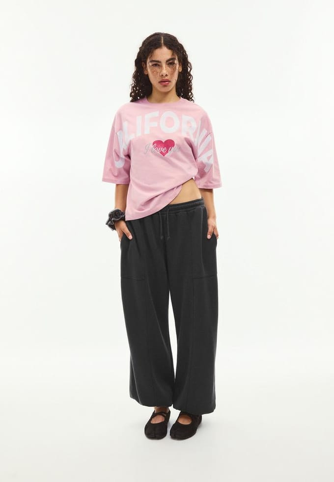 Stradivarius Barrel joggingbroek van sweatstof met stoppers  Donkergrijs S