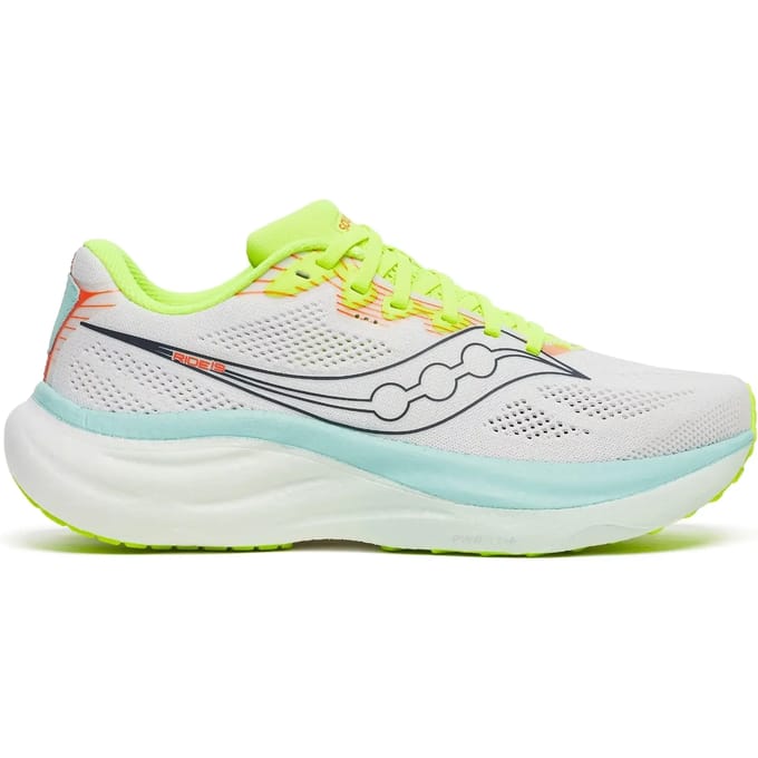 Saucony Ride 19 Neutrale schoen Dames-wit, turkoois