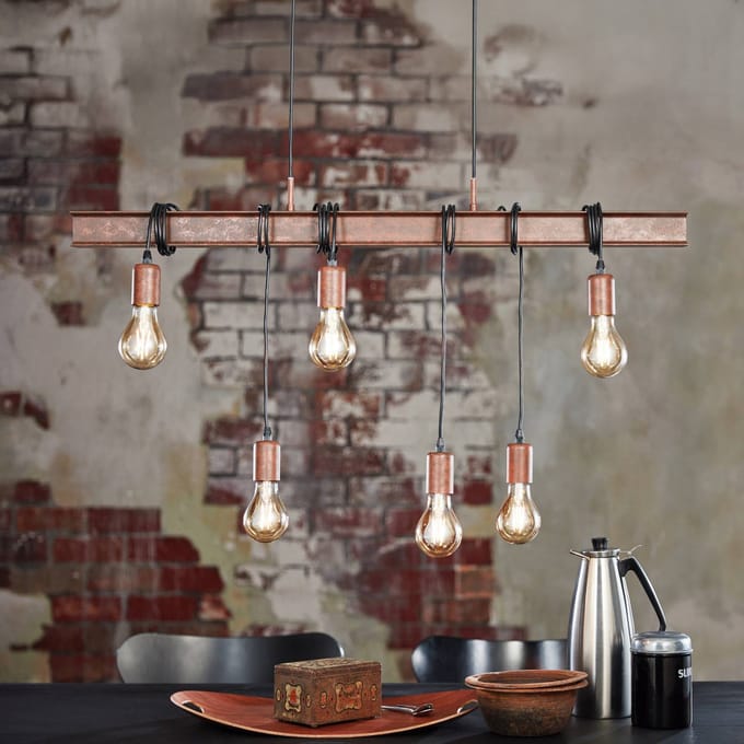 EGLO Townshend 4 Hanglamp - E27 - 100,5 cm - Antiek-Bruin