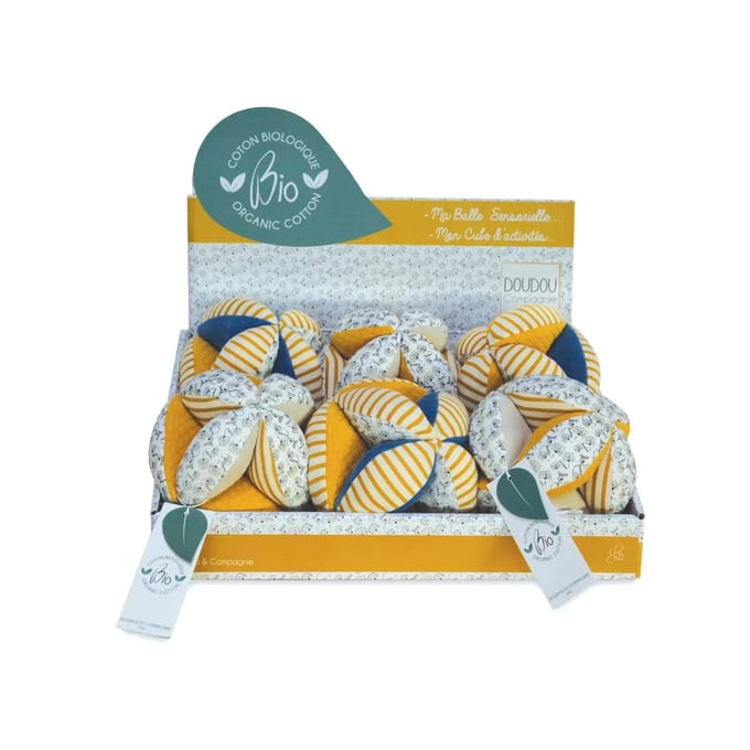 Zintuiglijke balletjes met rammelaar Doudou & compagnie Pollen l'Abeille BIO (x6)