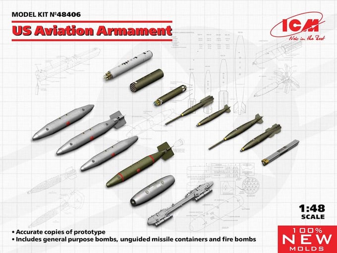 ICM Modelbouwpakket Militaire voertuigen - 48406 US Aviation Armament Plastic - 1:48 - Modelbouw