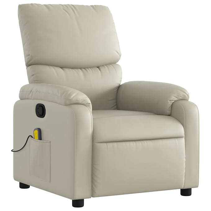 vidaXL - Massagestoel - van - kunstleer - in - crèmekleur