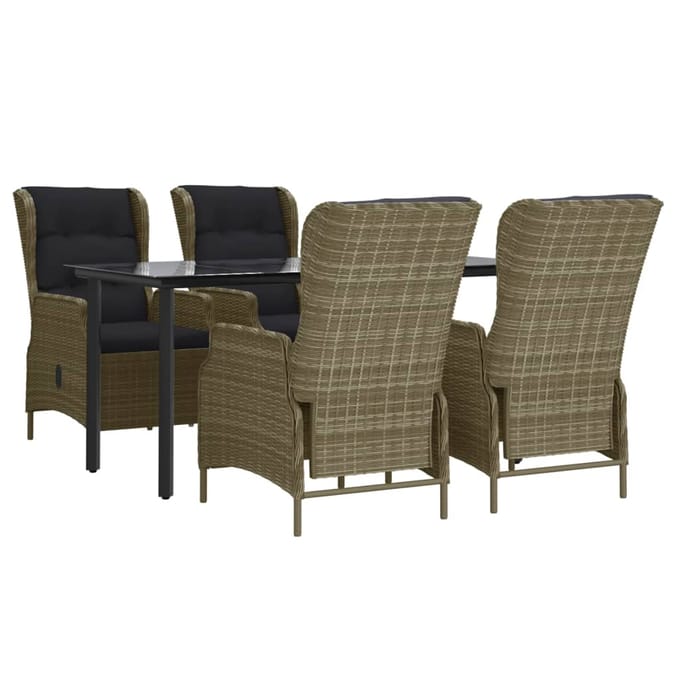 vidaXL - 5-delige - Tuinset - poly - rattan - bruin