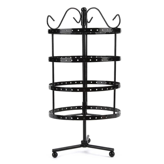 144 Gaten Roterende Oorbellen Display Sieraden Rek Houder Standaard Zwart zwart