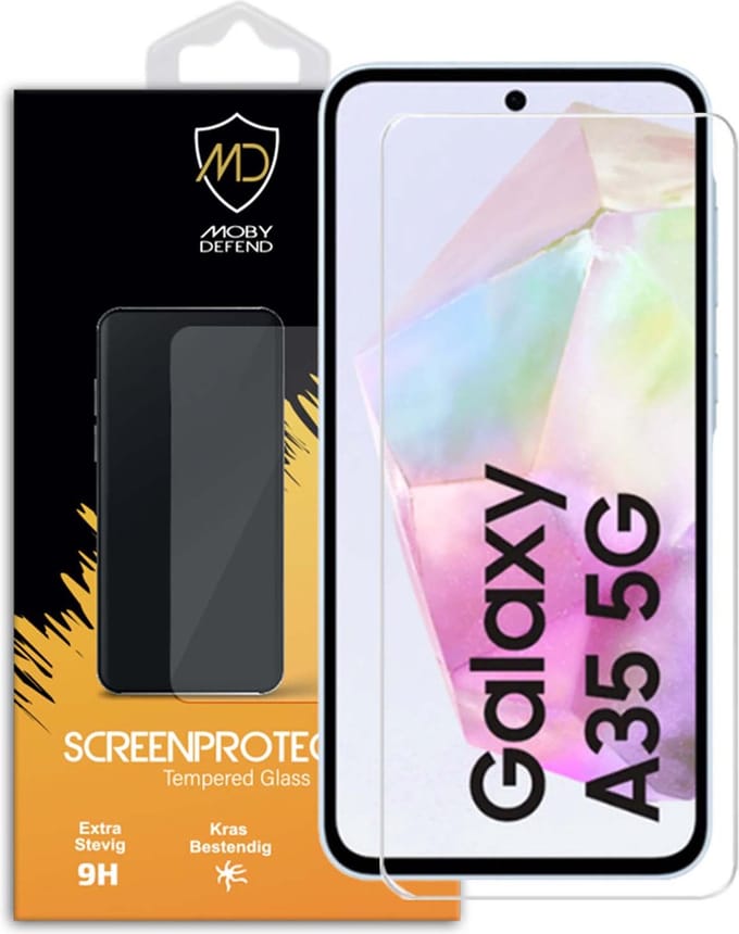 MobyDefend Screenprotector - Geschikt voor Samsung Galaxy A35 - Case-Friendly Screensaver - Gehard Glas