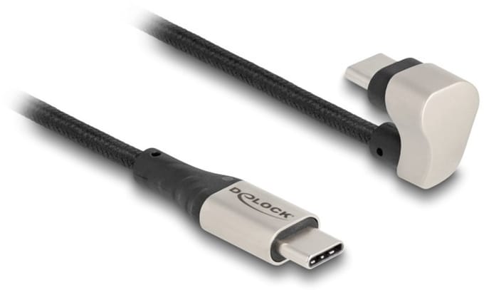 Delock USB-C kabel | haaks U-bocht/recht | USB2.0 | PD 60W | nylon | 2 meter