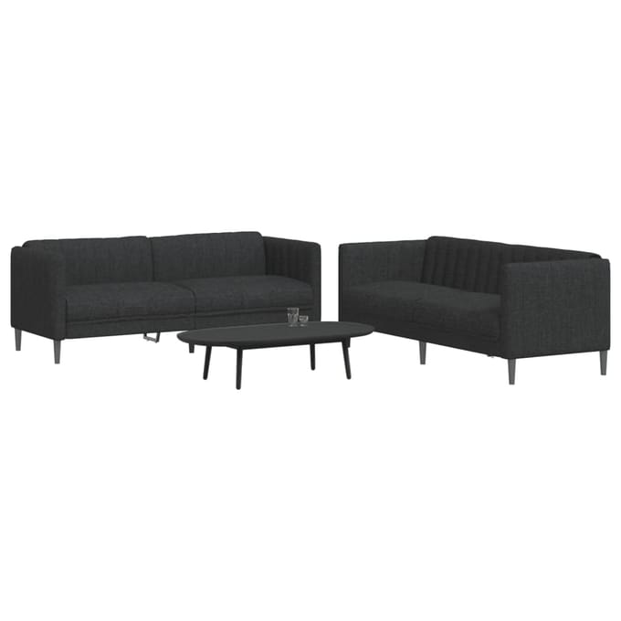 vidaXL - 2-delige - Loungeset - stof - zwart