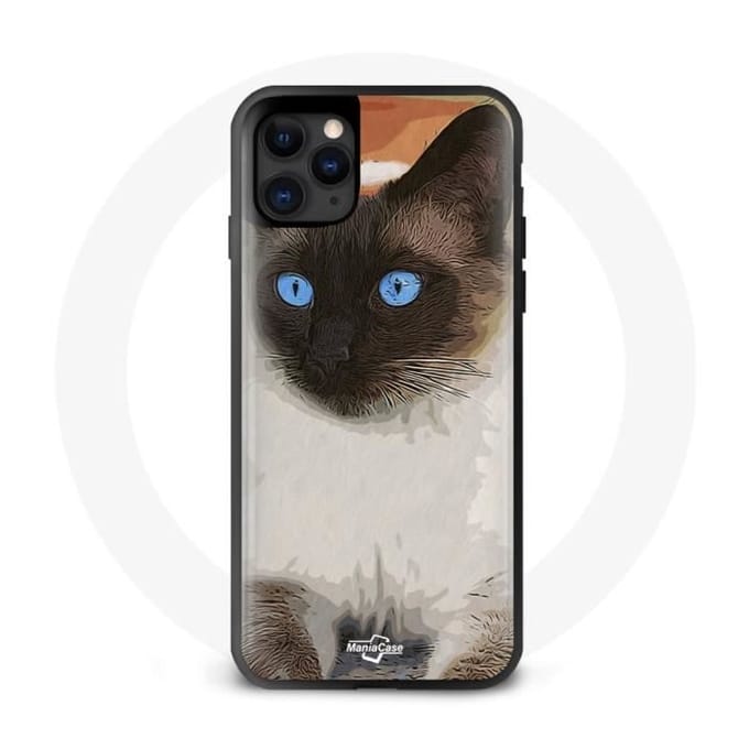 Case Iphone 12 Mini Siamese Kat blauwe ogen