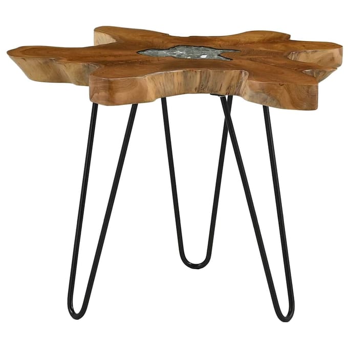 vidaXL - Salontafel - 70x45 - cm - massief - teakhout - en - polyresin
