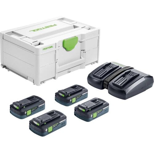 Festool SYS 18V 4x4,0/TCL 6 DUO 577104 Energieset Incl. Bluetooth-module, Incl. 4 accus, Incl. lader, Incl. koffer