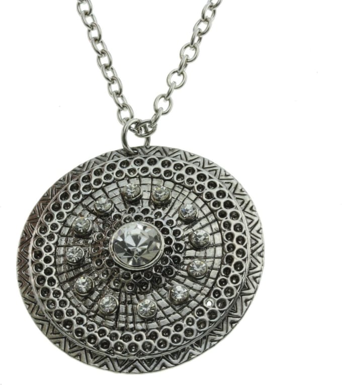 Behave - Ketting met ronde hanger met steentjes - Boho chic stijl