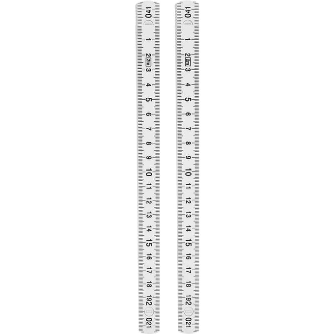 2 Stuks 2m Opvouwbare Timmerliniaal Lichtgewicht Compacte Meetlat Houtbewerkingsgereedschap white