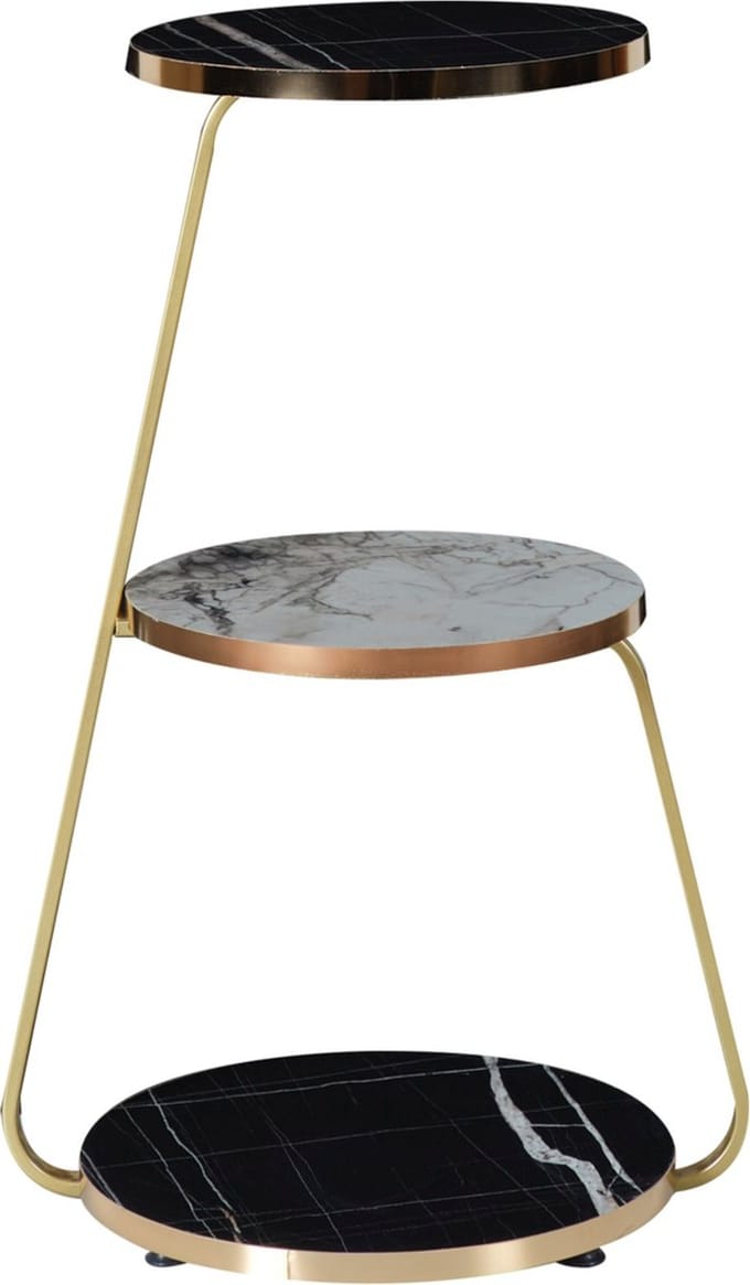 Bijzettafel Sipoo 74x46x37cm marmer zwart en marmer wit