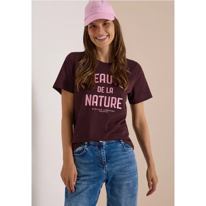 Shirt met ronde hals en tekst