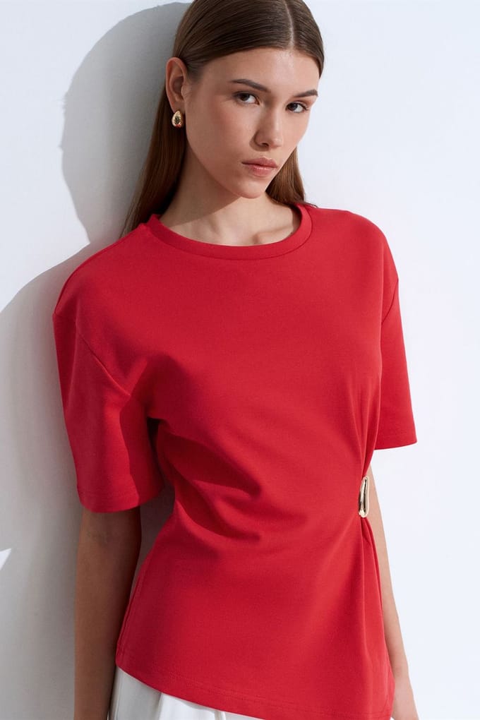 Dames T-shirt met ronde hals en korte mouwen