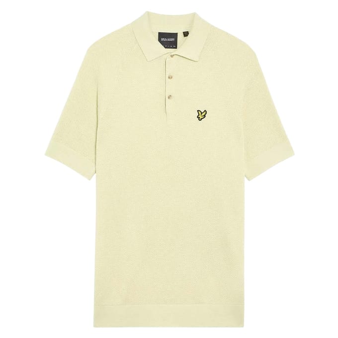 Lyle & Scott Heren Linnen Blend Gebreid Poloshirt (Beige)