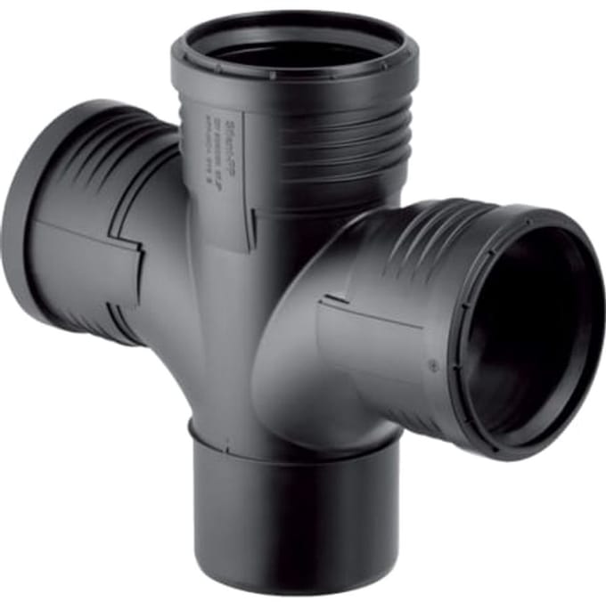 Geberit Silent-PP Bocht-T-stuk 87,5° dubbel, DN 90 / 90 / 90, 390.466.14.1