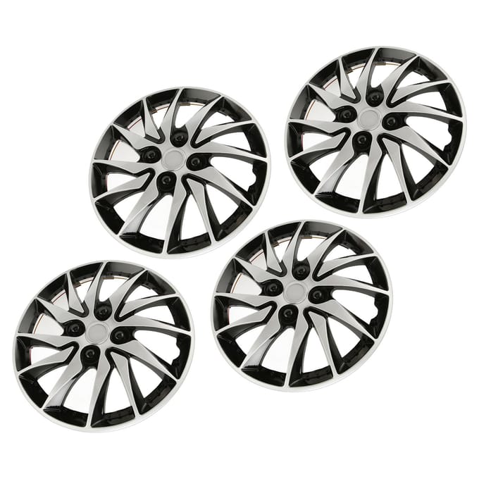 4 Stuks Wielen Velgdeksel Zilver Zwart Hoge Bescherming Stijlvol Stevig 14 Inch Naafkap Wieldeksels voor black