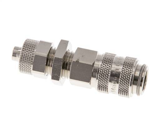 Vernikkeld Messing DN 5 Luchtkoppeling Snelkoppeling 6x8 mm Push-On Schotkoppeling Double Shut-Off - CLS5-NB-BN-SV-6