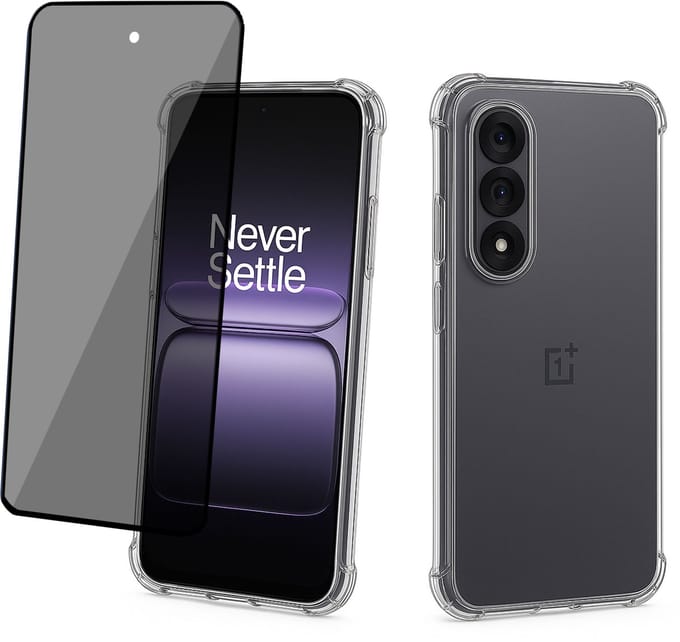 TechNow Hoesje + Privé Screenprotector geschikt voor OnePlus Nord 5 Hoesje Screenprotector - Privacy Tempered Glass - Case Transparant