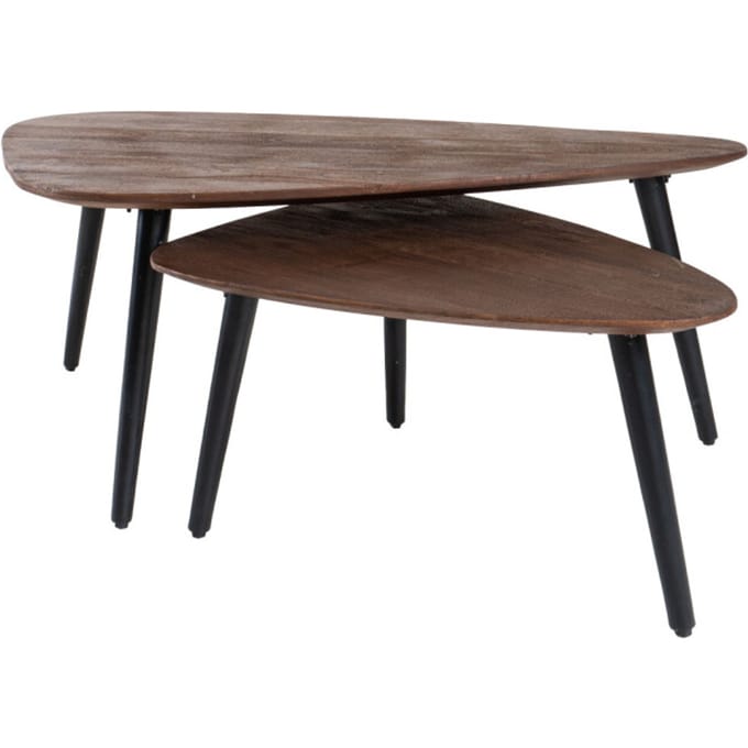 Home67 Salontafel jamal espresso mangohout set van 2