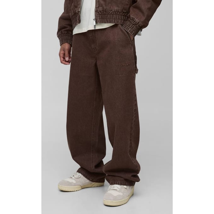 Relaxed Fit Carpenter Washed Twill Trousers | Brown | Size 52