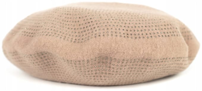Damesbaret 'Świecidełka' - Beige, wol met glitters