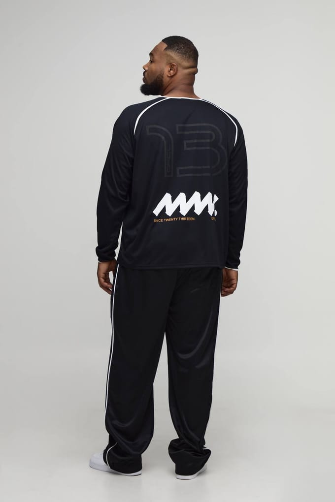 Plus Oversized Moto Print Raglan Sports Top | Black | Size 3XL