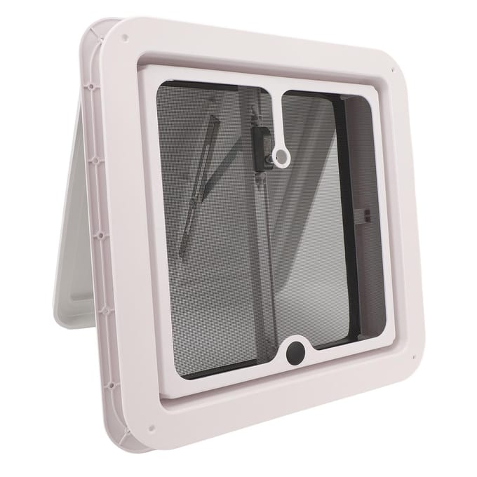 Aérateur de toit de camping-car 13,39x13,39in Blanc Couvercle d'aération de plafond de camping-car avec moustiquaire et tige de support pour gray