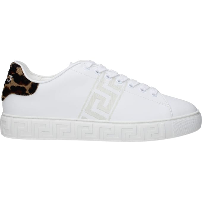 Versace Witte Leren Lage Sneakers