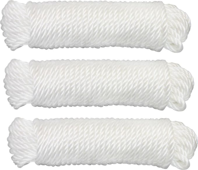AMIG Touw - 3x - 20 meter - D4mm - nylon - wit - waslijn - tuin