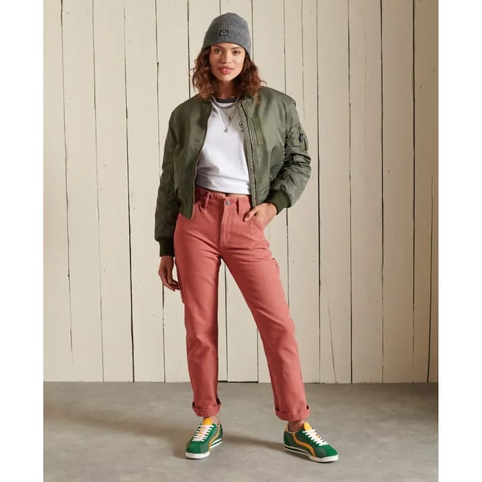 Superdry High Rise Carpenter Broek Oranje 32 / 32 Vrouw