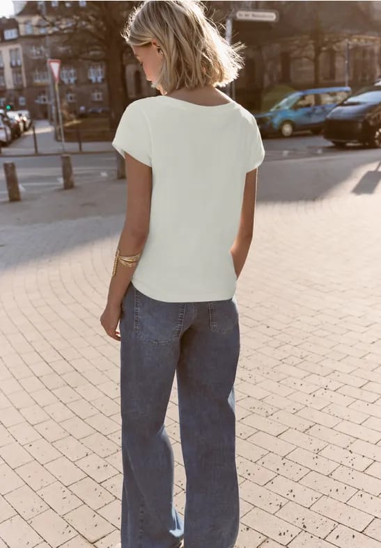 Basic shirt met boothals