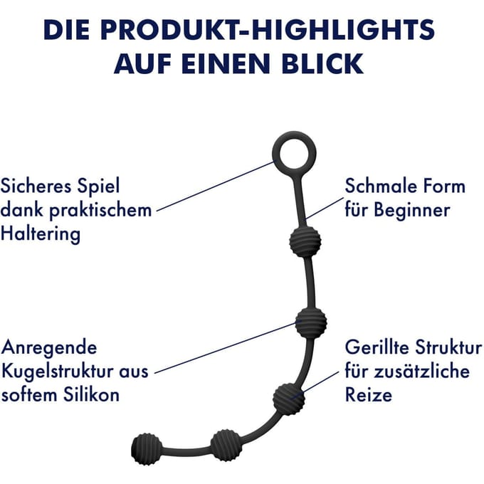 Silikon-Analkette met structuur, 25,5 cm