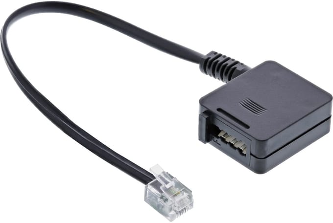 InLine® TAE adapterkabel, RJ11 male naar TAE-F female, 0,2m