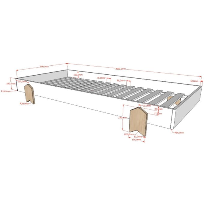 LUCEVI - Modulo Pijl Stapelbare bedden - 3 stuks - Grijs - 90x200 cm