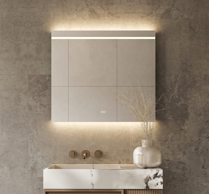 Schaere - Badkamerspiegel - Directe en Indirecte Verlichting - Spiegel Verwarming - Touch Sensor - Kleurenwissel - 80X70 cm