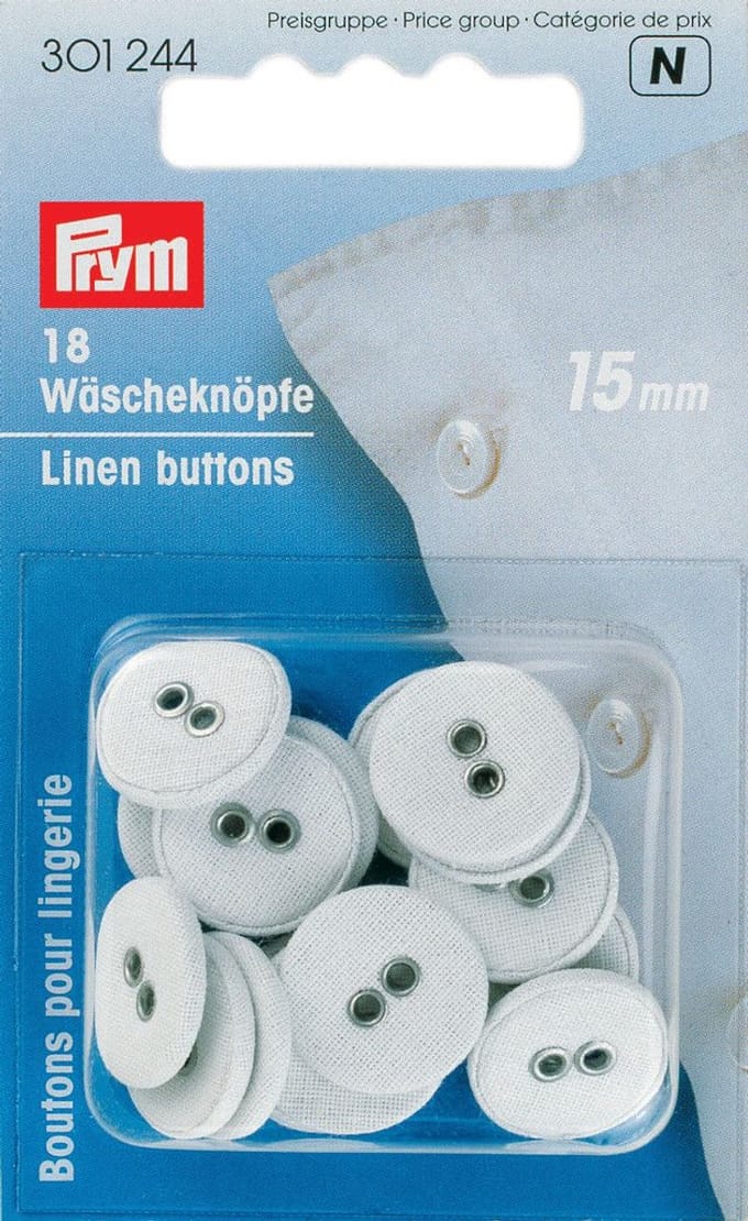 Linnen knopen 15 mm 18 st. - Aannaaiknopen - Prym