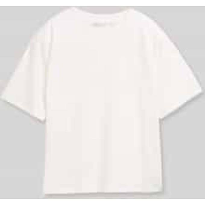 Tom Tailor Denim - T-shirt met boxy pasvorm en borduursel - Maat L - off white