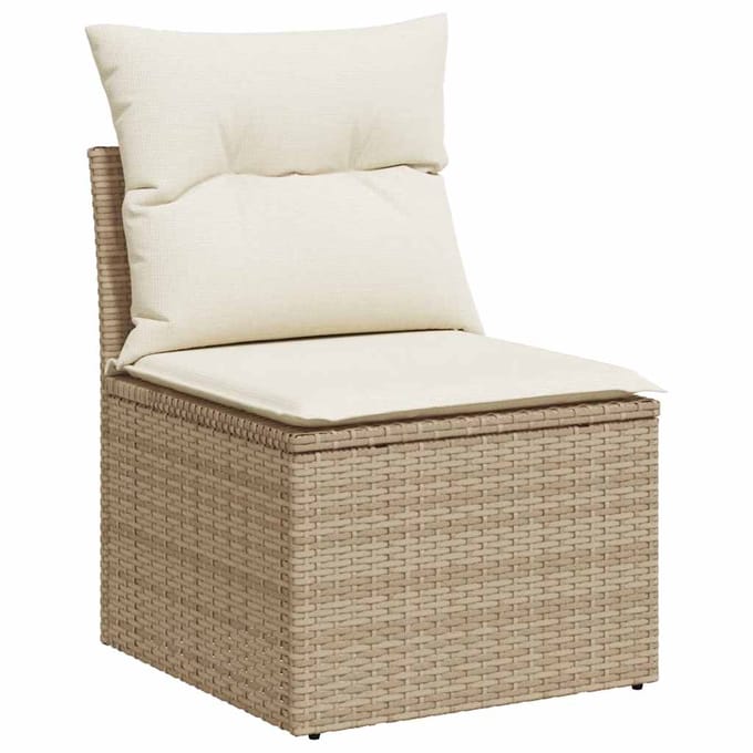 vidaXL - 7-delige - Loungeset - met - kussens - poly - rattan - beige
