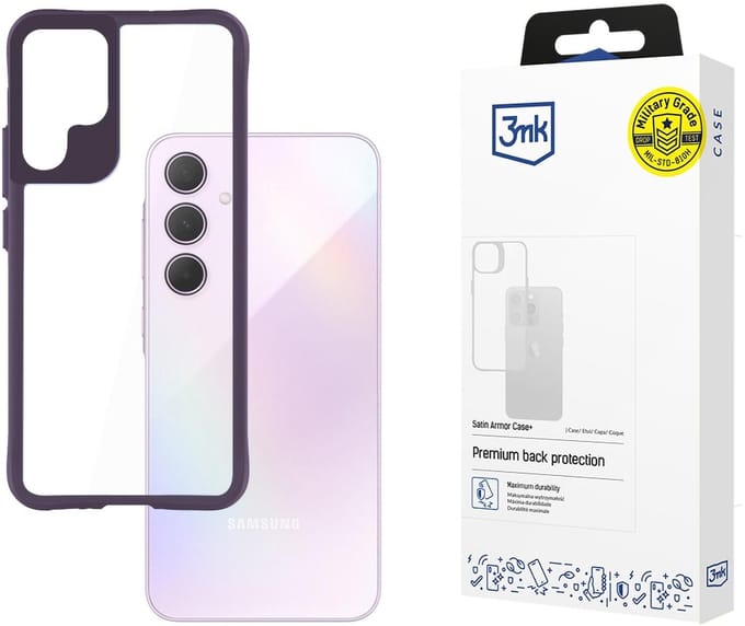 3mk Satin Armor Case+ Purple for Samsung Galaxy A35 5G - transparent