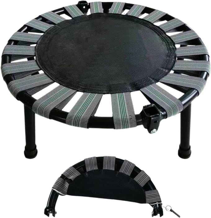 Mini Trampoline - Springbed Fitness - Cardio Workout - Opvouwbaar Ontwerp - 45 cm Diameter - Grijs