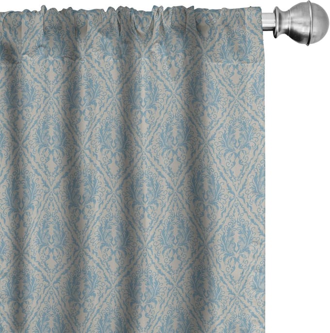 ABAKUHAUS Blauw-Beige Gordijnen – 2x75x225 cm – Microfiber, Halfdonker